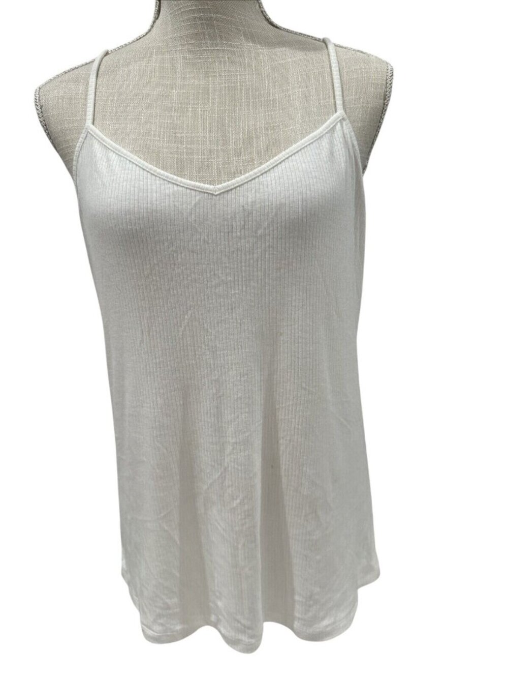 Versona Womens White Ribbed Tank Top XL
